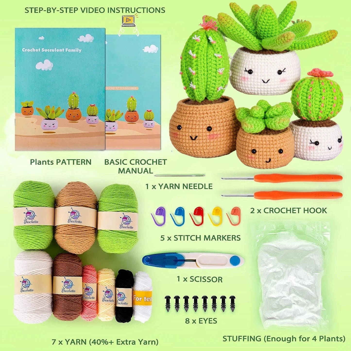 Happy Cactus Bundle Crochet kit